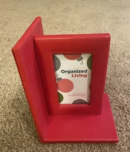 Organized Living Soho Red Leather Bookend With 3”x5” Frame - Picture 1 of 5