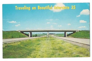 Traveling on Beautiful INTERSTATE 35 Bridge Overpass Road Nebraska Postcard NE  - Picture 1 of 2