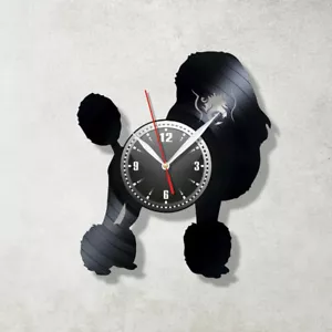 Poodle Vinyl Wall Clock Record Silent Clock House Decor Gift Dog Pet Animals - Picture 1 of 2