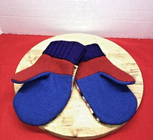 Damenwollhandschuhe Northland Wolle Unisex rot blau mehrfarbige Streifen SCHÖN! - Bild 1 von 6