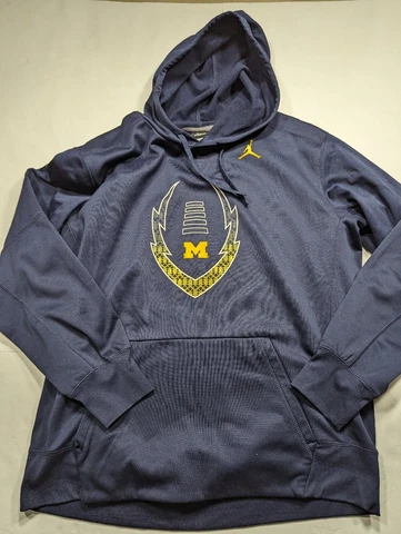 Michigan Wolverines Football Sweatshirt Mens XL Navy Blue Jordan Hoodie Nike Cover