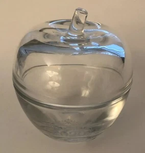 Tiffany & Co Crystal Glass Apple Trinket Vanity Jar & Lid EUC 5”x5” - Picture 1 of 13