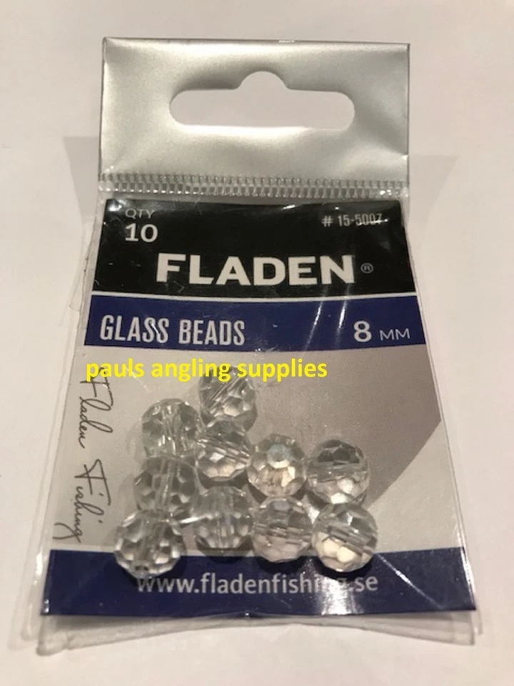 10 Fladen Fishing Clear Glass / Plaice Beads For Rigs 8mm   15-5007 - Image 1 of 1