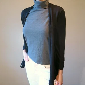 Vince Camuto Knit Illusion Cardigan Women's Size Medium Black Sweater - Picture 1 of 11