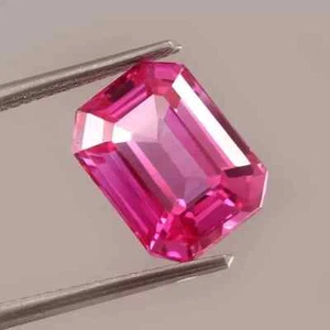 Zafiro rosa natural corte esmeralda 5,15 quilates piedra preciosa suelta certificada + regalo gratis - Imagen 1 de 6