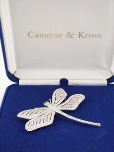 Schöne verpackte Camrose & Kross Jackie Kennedy Kristall Libelle Brosche - Bild 1 von 7