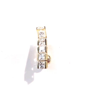 Solid 14k yellow gold belly button ring with white cubic zirconia's - Picture 1 of 2