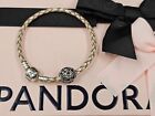 Pandora Leather Champagne Charm Bracelet With Hearts All Over Charm