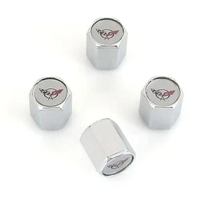 Corvette C5 Logo Chrome Tire Stem Valve Caps (Chrome) - Picture 1 of 3