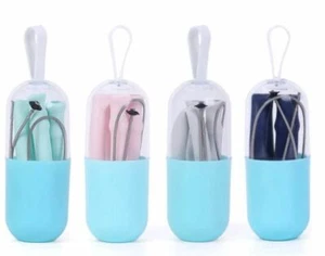 Zero Waste Reusable Silicone Straw with Travel Case - Picture 1 of 6