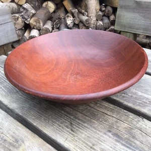 Large Vintage Hand Turned Possibly Teak Wood Serving Fruit Bowl 12.5” Diameter - Picture 1 of 5