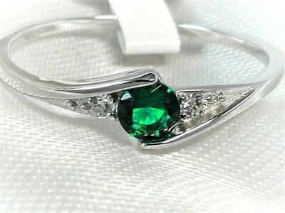 RING 925 STERLING SILBER Edelstein SMARAGD cz. Gr. 18 grün Smaragt rund - Bild 1 von 4