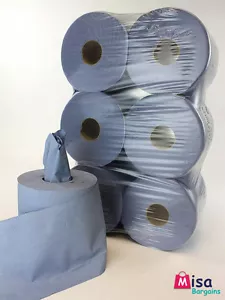 48 X Blue Rolls Centre feed Embossed 2ply Wiper Paper Towel 300 Sheets PER ROLL - Picture 1 of 1