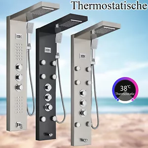Thermostatic Shower Panel Column Tower Waterfall Bathroom Massage Body Jets UK - Picture 1 of 41