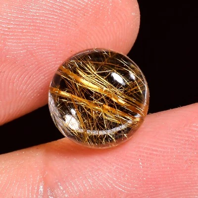 Natural Excellent Golden Rutilated Quartz Cabochon Loose Gemstone 5 Ct 11X11X5MM - Image 1 of 4
