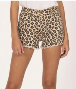 Amuse Society High Waist Animal Leopard abgeschnittene Shorts Y2K Gr. 25 Knopfleiste - Bild 1 von 11