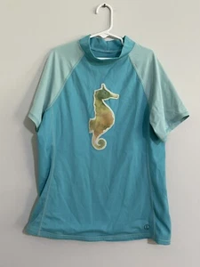 🌷Lands End Girls SEA HORSE Swim Shirt Size XL (16) - Picture 1 of 5