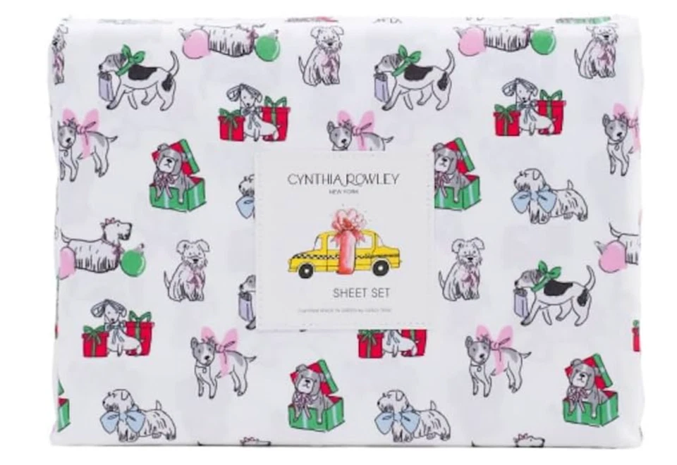 CYNTHIA ROWLEY 圣诞全套狗小狗微纤维新品!!! — 第 1/1 张图片