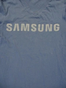 S blaues SMASUNG BRAND NAME LOGO V-NECK T-Shirt von GILDAN - Bild 1 von 1