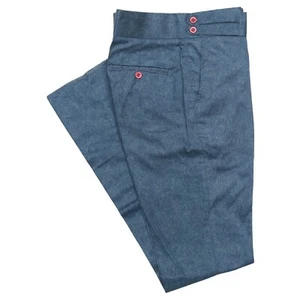 Herren Gurkha Hose 32 blau Denim Baumwolle schmal gerade flache Vorderseite Chinohose - Bild 1 von 7