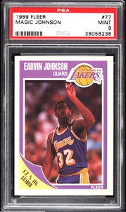 1989 Fleer Earvin Magic Johnson Basketball Card #77 PSA 9 Mint LA Lakers Cards - Picture 1 of 2