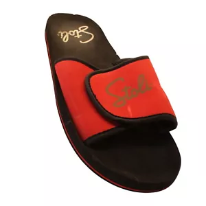 Stoli Vodka Orange Black Size M-9 W-11 Hook Loop Closure Slides Sandals - Picture 1 of 4