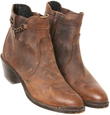 Durango RD864 Botas al Tobillo de Cuero Marrón con Cremallera Lateral Baja Zapatos para Mujer EE. UU. 6M Foto 1 de 4