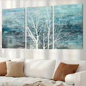 3pcs  Tree of Life Canvas Wall Art Set Modern Abstract Landscape Canvas Unframed - Picture 1 of 9