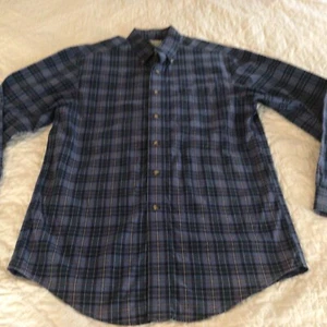 Lands End Mens Shirt Size Small Button Up Long Sleeve Blue Plaid - Picture 1 of 6