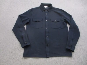 Reiss Shirt Mens Medium Black Button Up Long Sleeve Heavy Polyester Utility - Picture 1 of 13