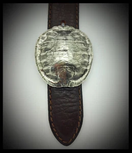 Handmade Turtle Shell Sterling Silver Boho Belt Buckle - Picture 1 of 10