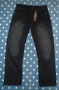 Nuevo con etiquetas NBN GEAR Oscuro ÍNDIGO Azul Descolorido Con Solapa JEANS Talla 16 28x28 - Imagen 1 de 1