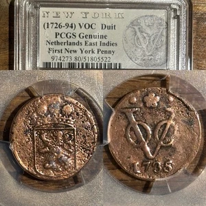 PCGS 1735 Colonial First New York Penny - CLEAR DATE! - East Indies Co. Duit - Picture 1 of 5