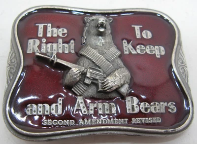 The Right To Keep and Arm Bears - Hebilla de cinturón esmaltada roja - Latón bergamota funciona Foto 1 de 4