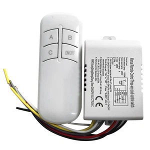 3 Ways ON/OFF AC 220V Wireless Receiver Lamp Light RF Remote Control Switch Set - Picture 1 of 8