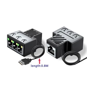1 to 3 For RJ45 Ethernet Splitter Adapter for Network Cable Connection - Afbeelding 1 van 6