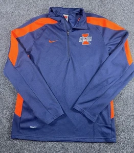 Pullover Nike Team Illinois Fighting Illini 1/4 Cremallera Pequeño Azul Naranja NikeFIT - Imagen 1 de 7