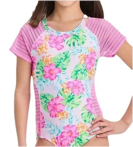 Girls' Tropical Love Floral One Piece Swimsuit Size M (8) Plus Art Class - Picture 1 of 8
