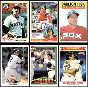 Carlton Fisk 6 Card Lot 1978 to '91 (Topps, Leaf, Score) VG+ to NM - Picture 1 of 15