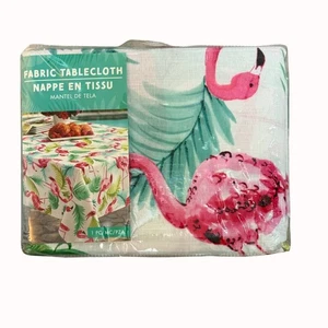 Flamingo Tropical Beach Fabric Tablecloth 60"x104" Wrinkle Resistant Table Decor - Picture 1 of 7