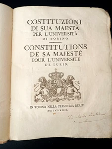 ALTES BUCH VERFASSUNGEN SEINER MAJESTÄT UNIVERSITÄT TURIN 1772 UNIVERSITÄT - Bild 1 von 18