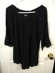 Blusa túnica Chelsea mujer S negra gasa top manga dobladillo encaje 3/4 ropa informal... - Imagen 1 de 9