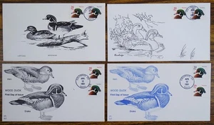 Wood Duck FDC 4-12-91 4 Different Designs slf1-A - Picture 1 of 2