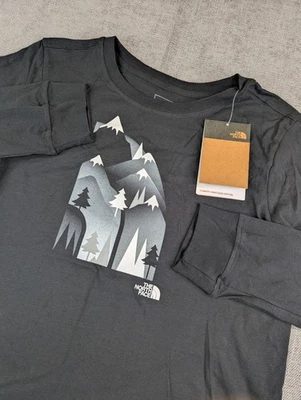 NWT The North Face Shirt Kids Girls XL 14-16 Black Graphic Long Sleeve Tee Top - Image 1 of 4