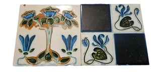Vintage Lot 2 Fliesen England signiert 6" x 6" englische DEKO Keramik Original - Bild 1 von 8