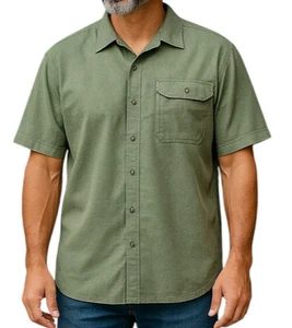 Camisa Wrangler ATG Para Hombres XL Todo Terreno Verde Abotonada Manga Corta, Bolsillo en el Pecho - Imagen 1 de 10
