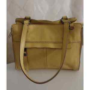 The Sak Yellow Leather Medium Size Handbag with Lots of Pockets NWOT