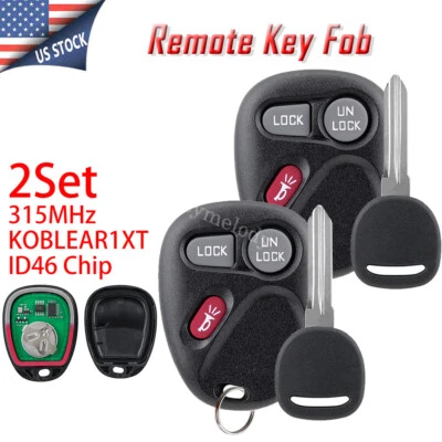 2 For 2001 2002 Chevrolet Silverado GMC Sierra 1500 2500 Car Key + Remote Fob 3B - Image 1 of 4