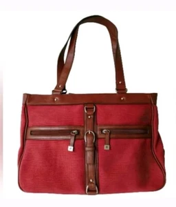Etienne Aigner Shoulder Tote Purse Red & Brown - Picture 1 of 6