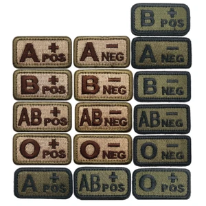 2PCS/ LOT Embroidered Blood Type A B AB O POS NEG Hook Loop Patch Fastener Badge - Picture 1 of 21